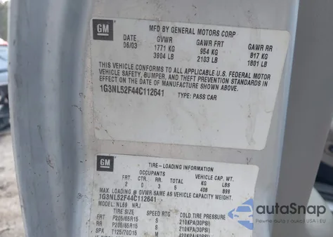 2004 Oldsmobile Alero Gl1 from USA, damaged, VIN 1G3NL52F44C112641